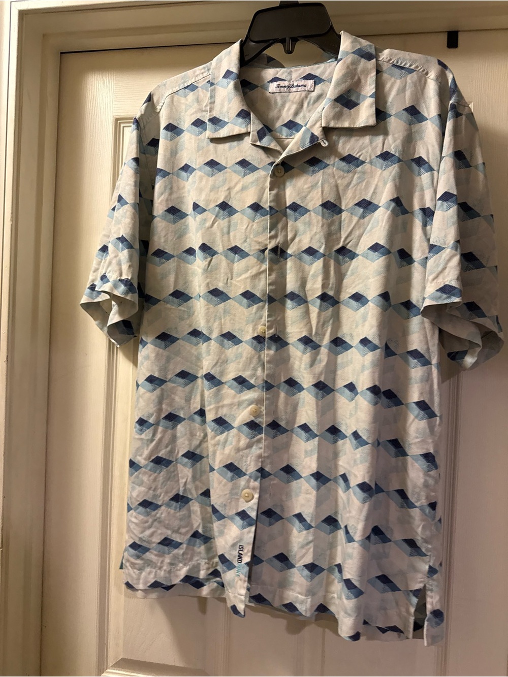 Tommy Bahama Blue Geometric Short-Sleeve Button-Down Shirt